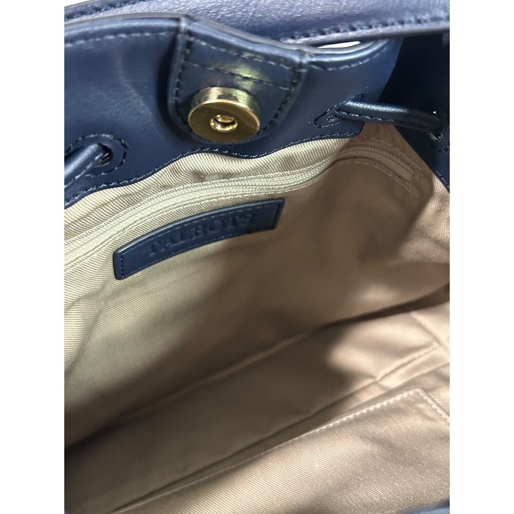 Talbots Blue Suede Drawstring Bucket Bag Purse Top Handle and Strap - Picture 11 of 13